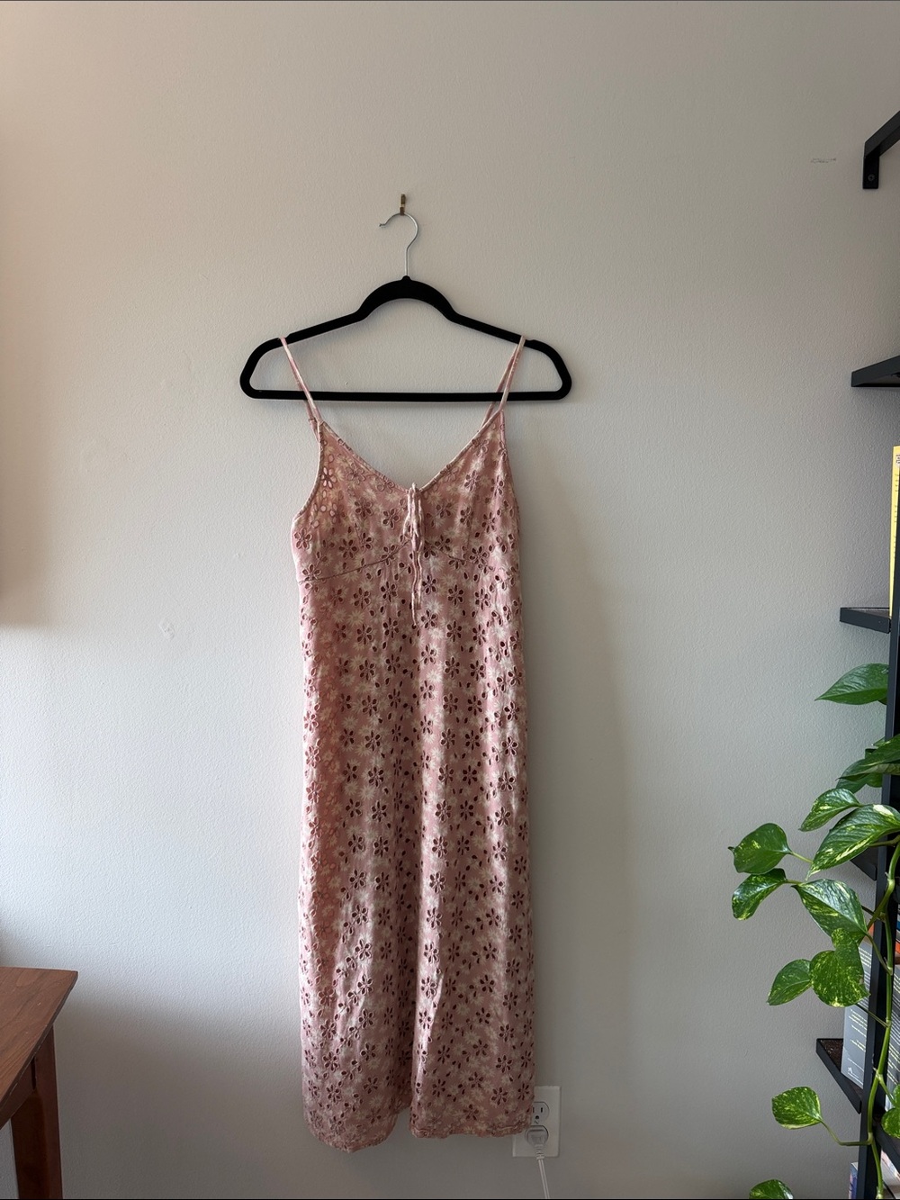 American Eagle Outfitters Blush Pink Eyelet Slip Top
